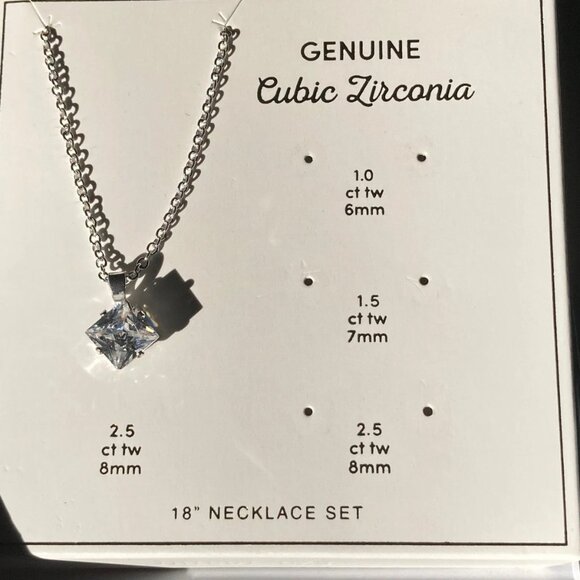 New cubic zirconia pendant silver tone 18” necklace jewelry - Picture 2 of 7